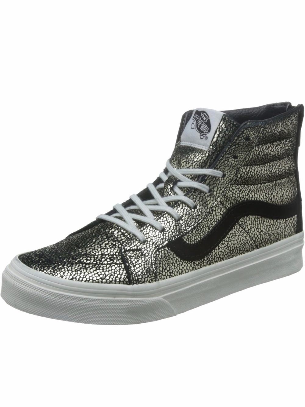 VANS SK8-Hi Slim Metallic Gold Black Leather High Top Sneaker Women 6.5 / Men 5